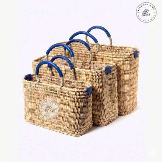 French Market Basket - Blue Mogadoro