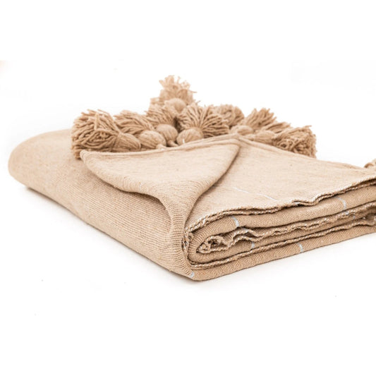 Brown & Silver Moroccan Pom Pom Blanket