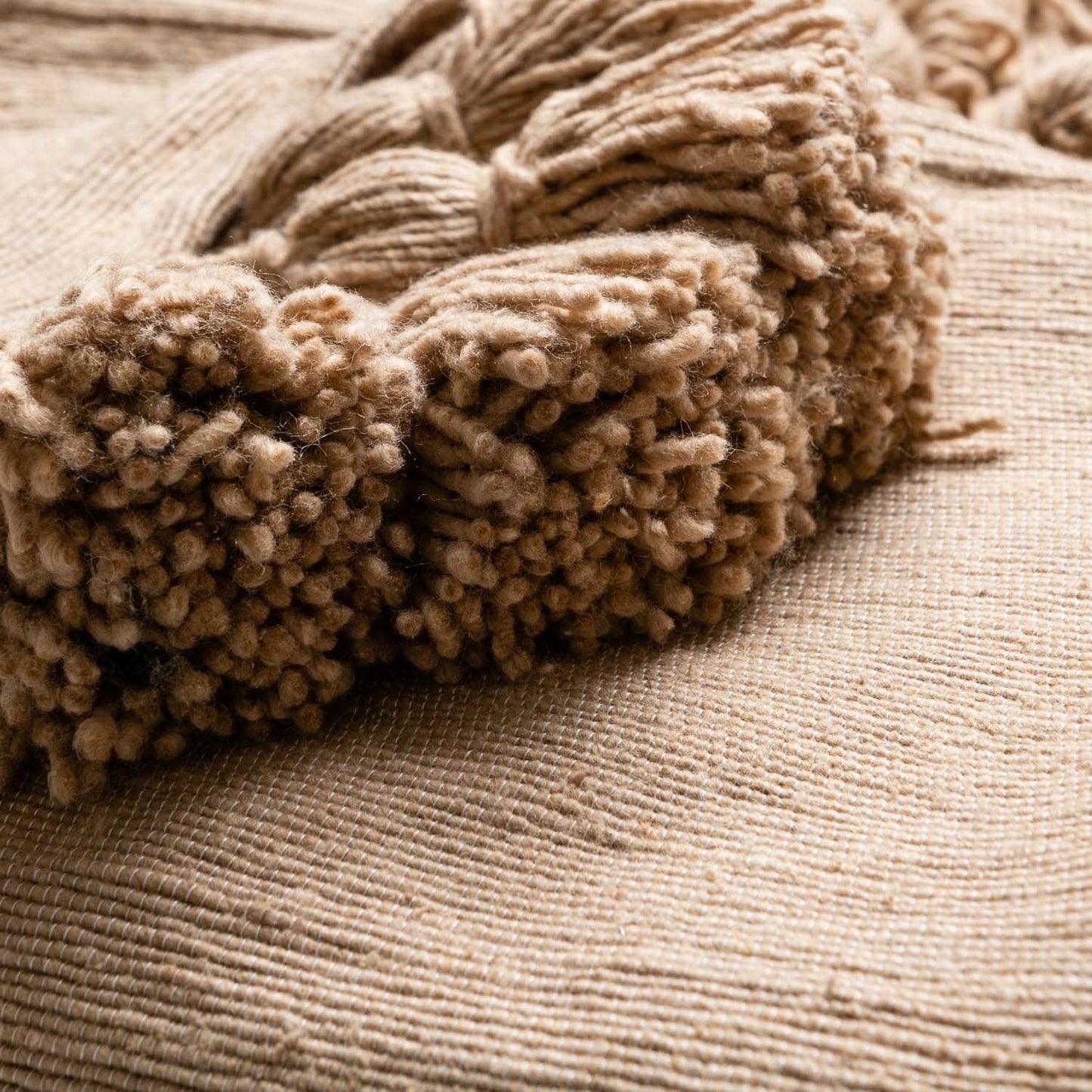 Brown Moroccan Pom Pom Blanket