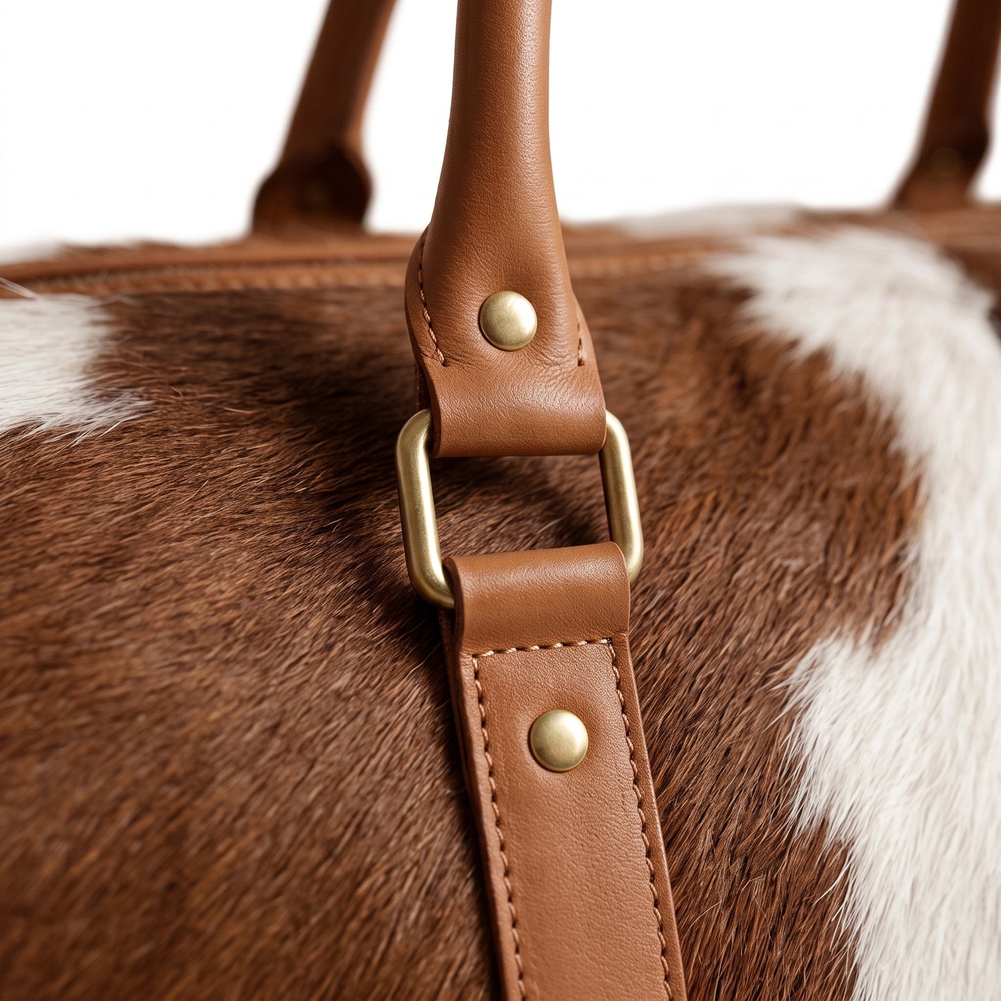 The Essaouira Weekender — Brown & White Cowhide Bag