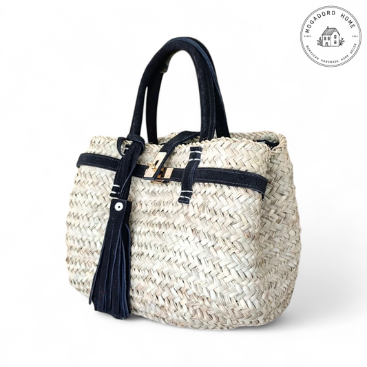 Handwoven Palm Leaf Basket Bag - Boho Beach Purse