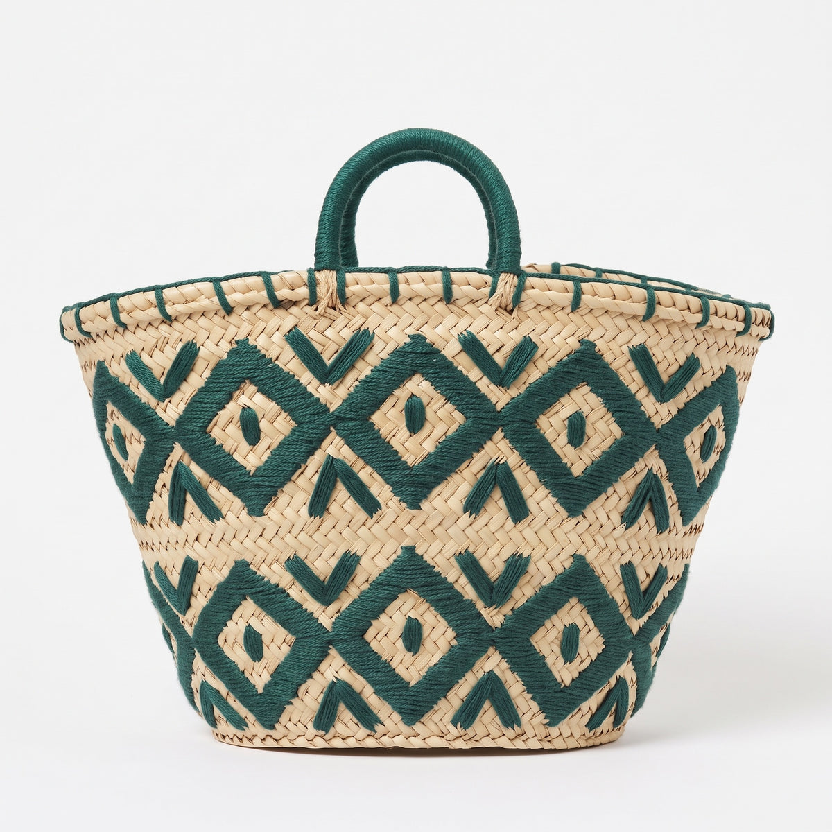 The Tamazight Basket — Amazigh Embroidered Palm Tote