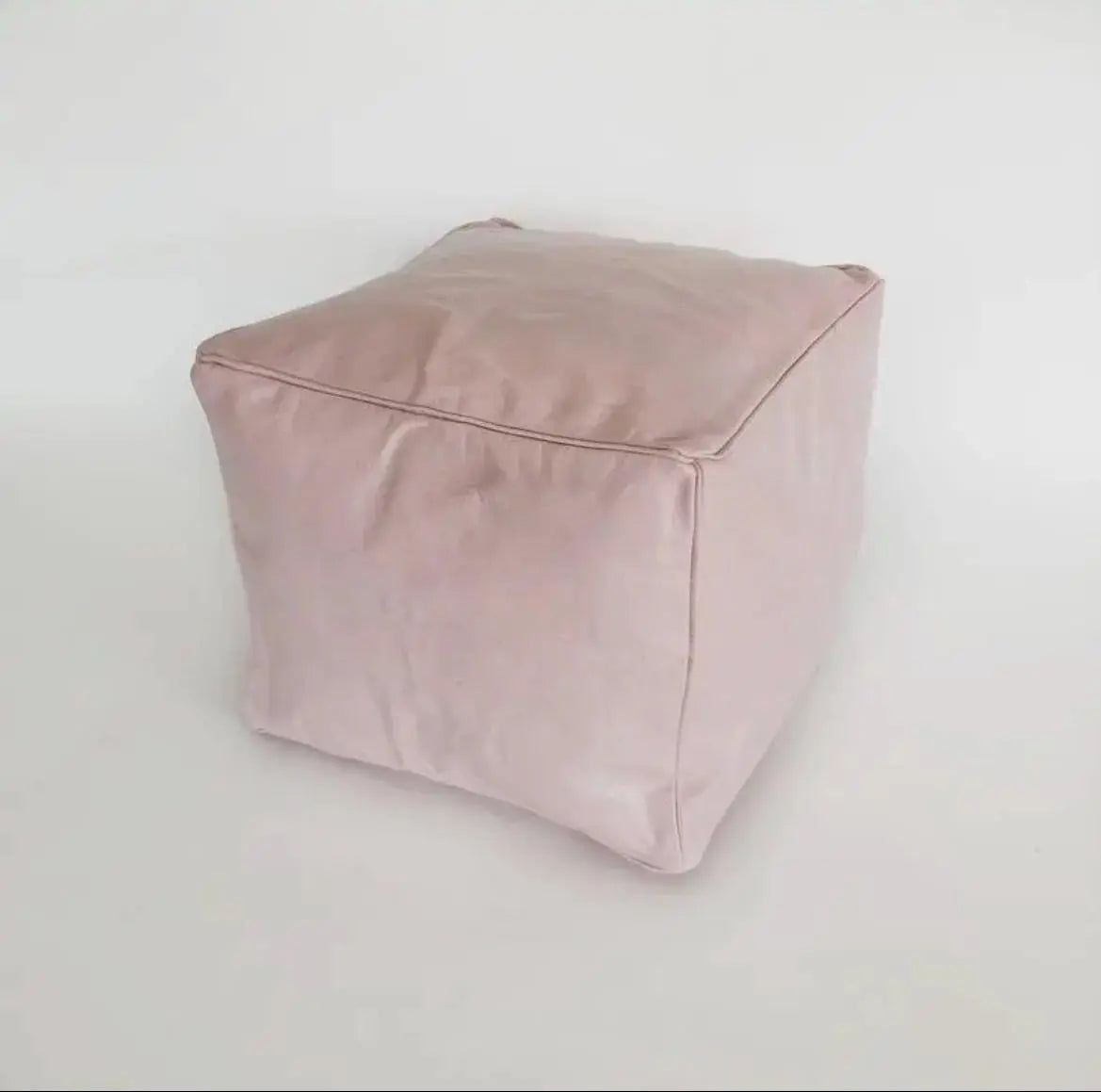 Handmade Leather Cube Footstool Boho Mogadoro