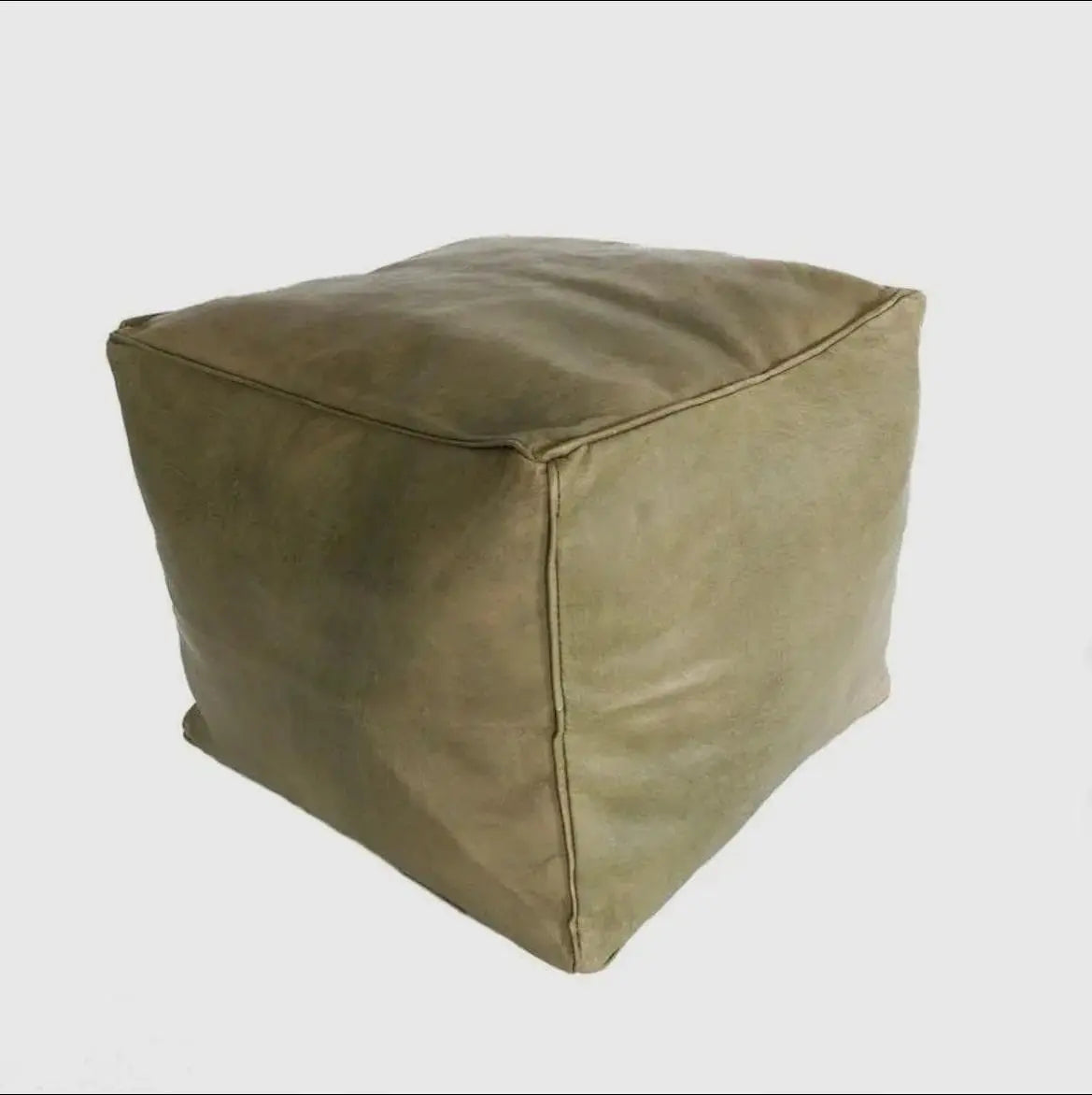 Handmade Leather Cube Footstool Boho Mogadoro