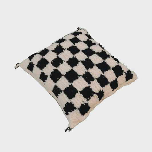 Moroccan Checkered Pillow Cover (Black & White)