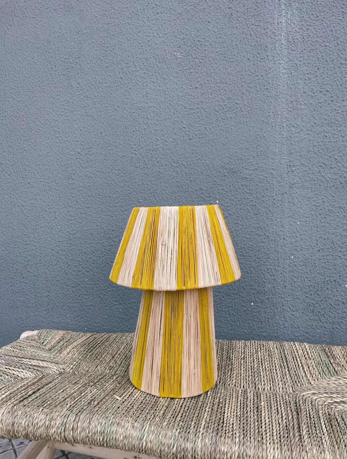 Striped Mushroom Lamp Raffia - Yellow Mogadoro