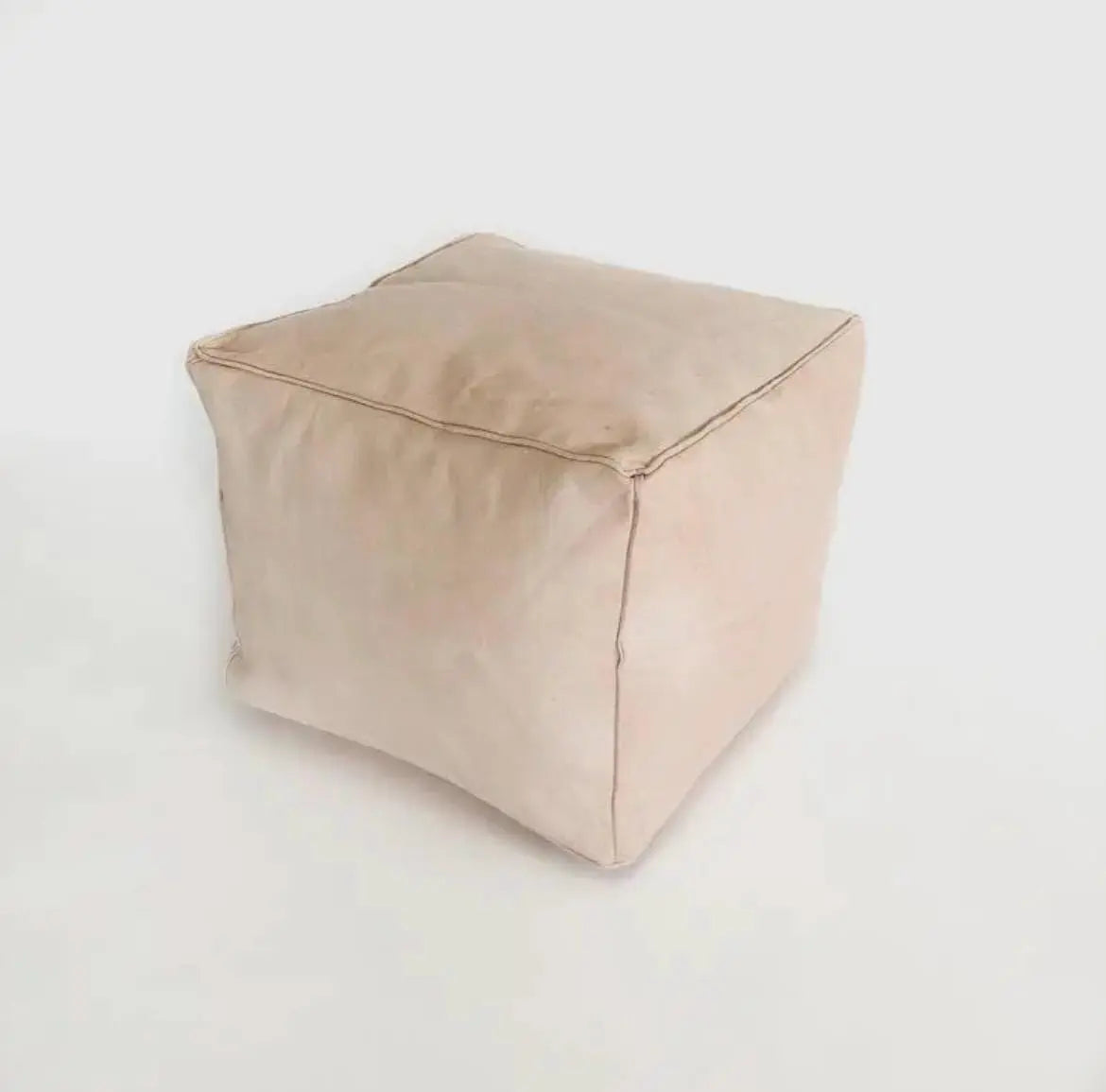 Handmade Leather Cube Footstool Boho Mogadoro