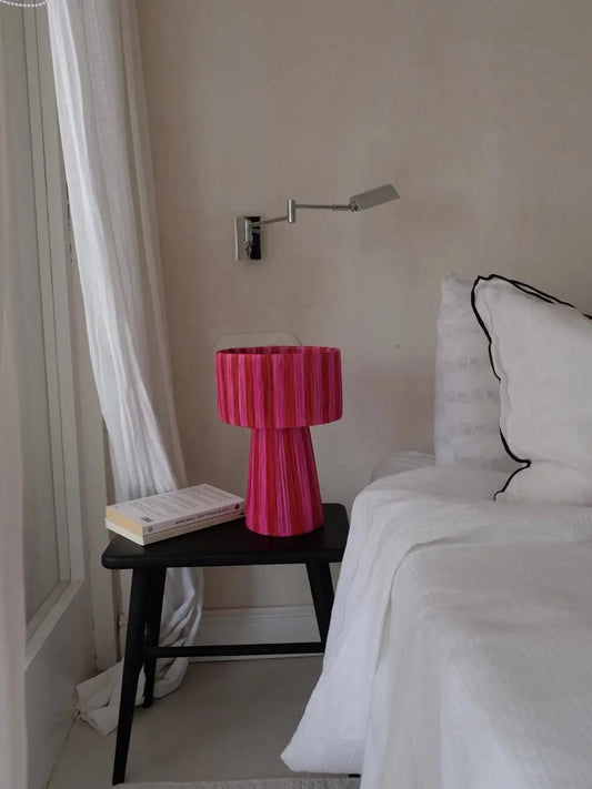 Handcrafted Pink Raffia Table Lamp Mogadoro