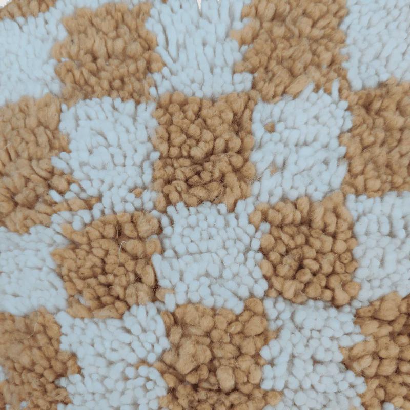 Moroccan Checkered Pillow Cover (Beige & White)