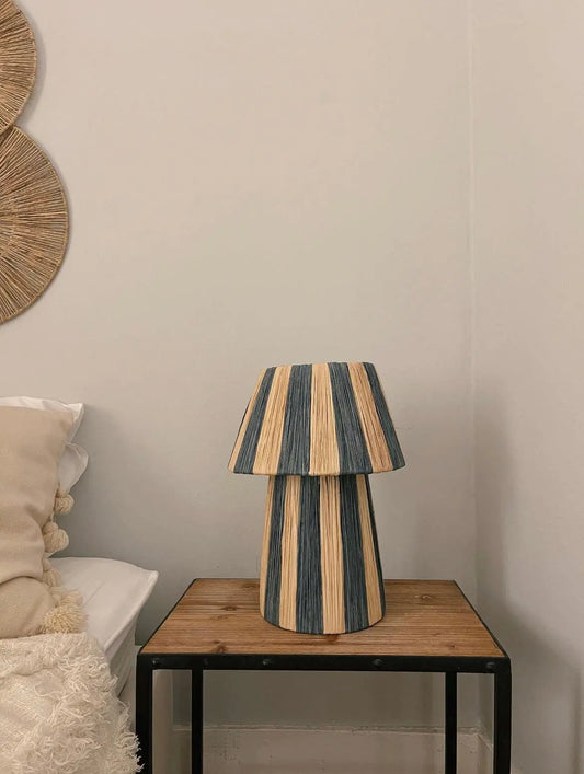 Striped Mushroom Lamp Raffia - Gray Mogadoro