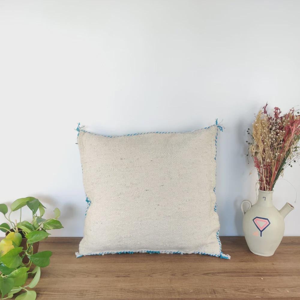 Moroccan Checkered Pillow Cover (Turquoise & White)