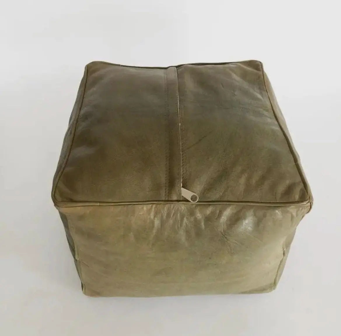 Handmade Leather Cube Footstool Boho Mogadoro