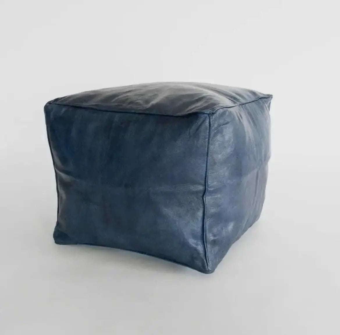 Handmade Leather Cube Footstool Boho Mogadoro