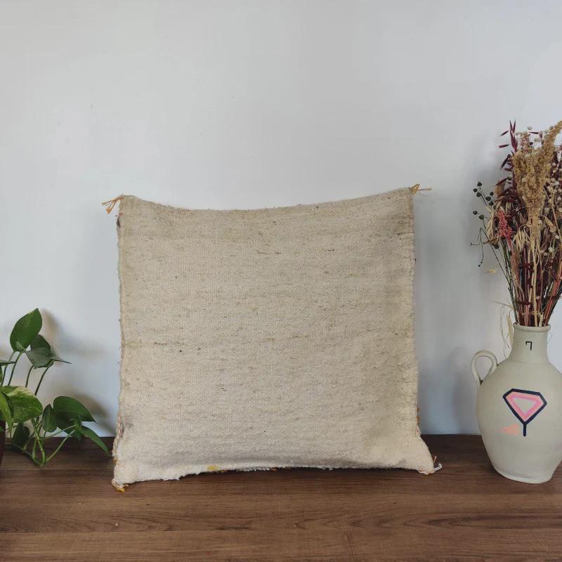 Moroccan Checkered Pillow Cover (Yellow & White)