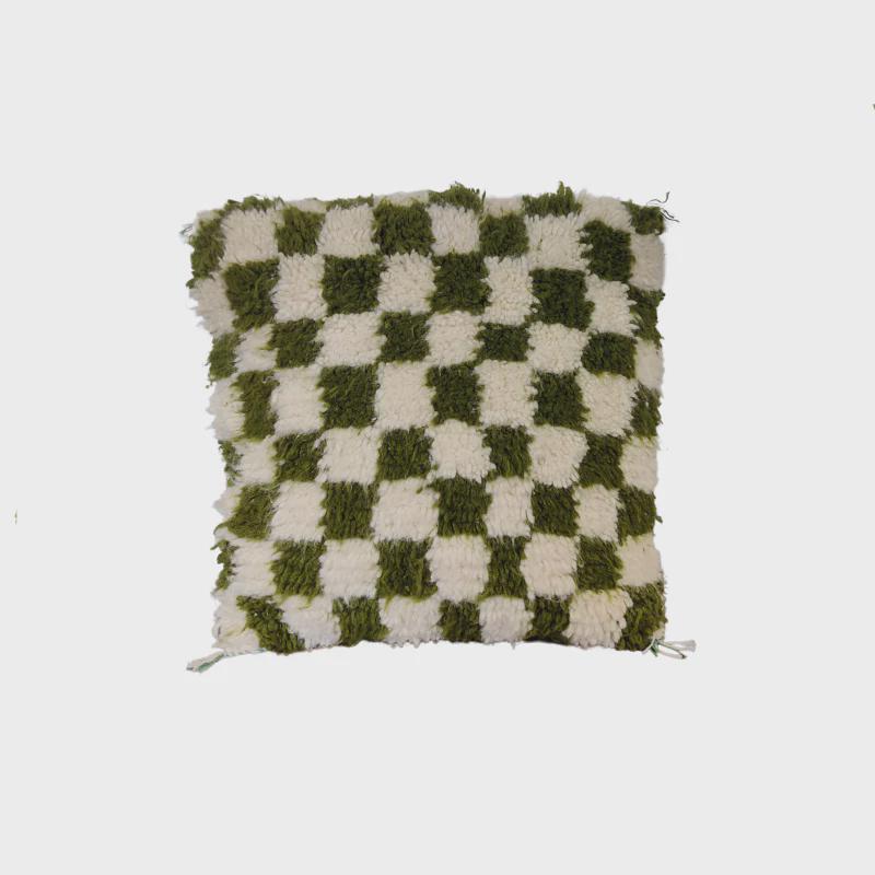 Moroccan Checkered Pillow Cover (Khaki & White)