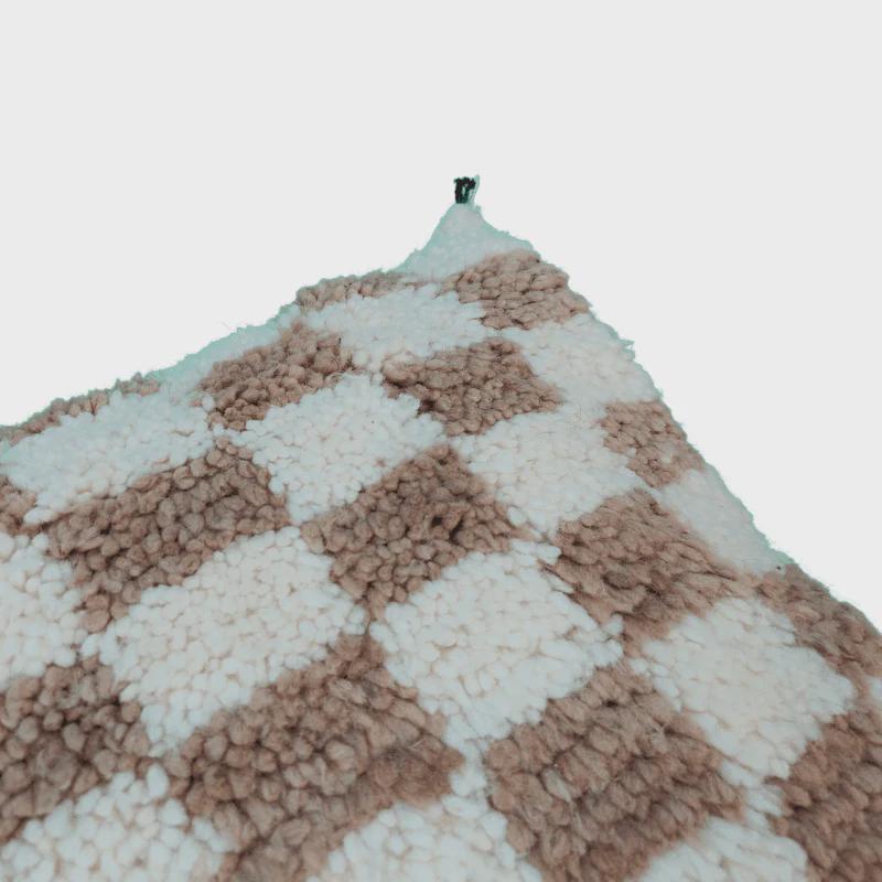 Moroccan Checkered Pillow Cover (Brown & White)