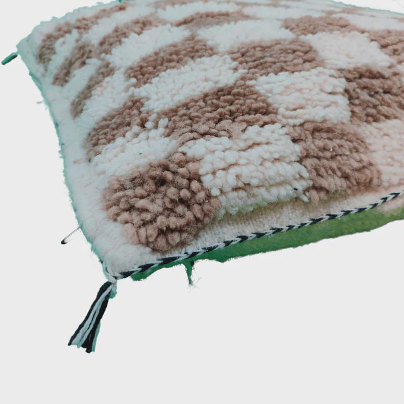 Moroccan Checkered Pillow Cover (Brown & White)