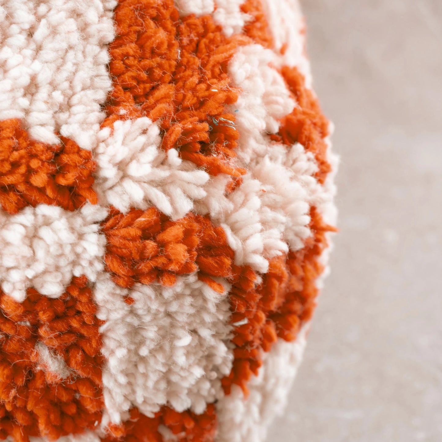 Checkered Wool Pouf - Square Moroccan Floor Cushion
