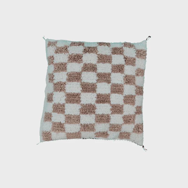 Moroccan Checkered Pillow Cover (Brown & White)