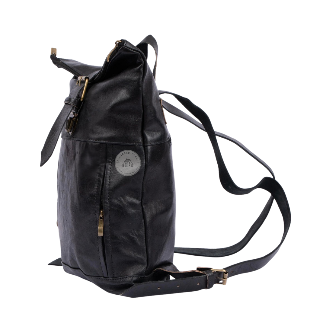 Leather Roll Top Backpack - Moroccan Rucksack / Laptop Bag