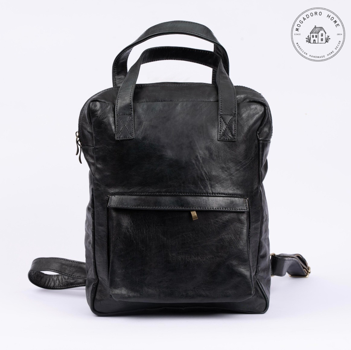 Black Leather Backpack