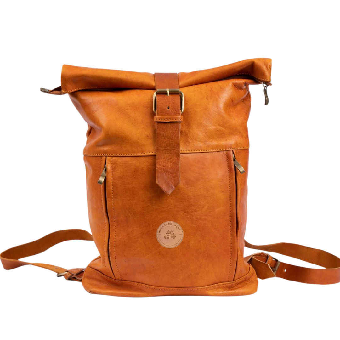 Leather Roll Top Backpack - Moroccan Rucksack / Laptop Bag