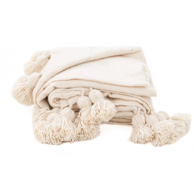 Naturfarbene & Silberne Marokkanische Pom-Pom-Decke