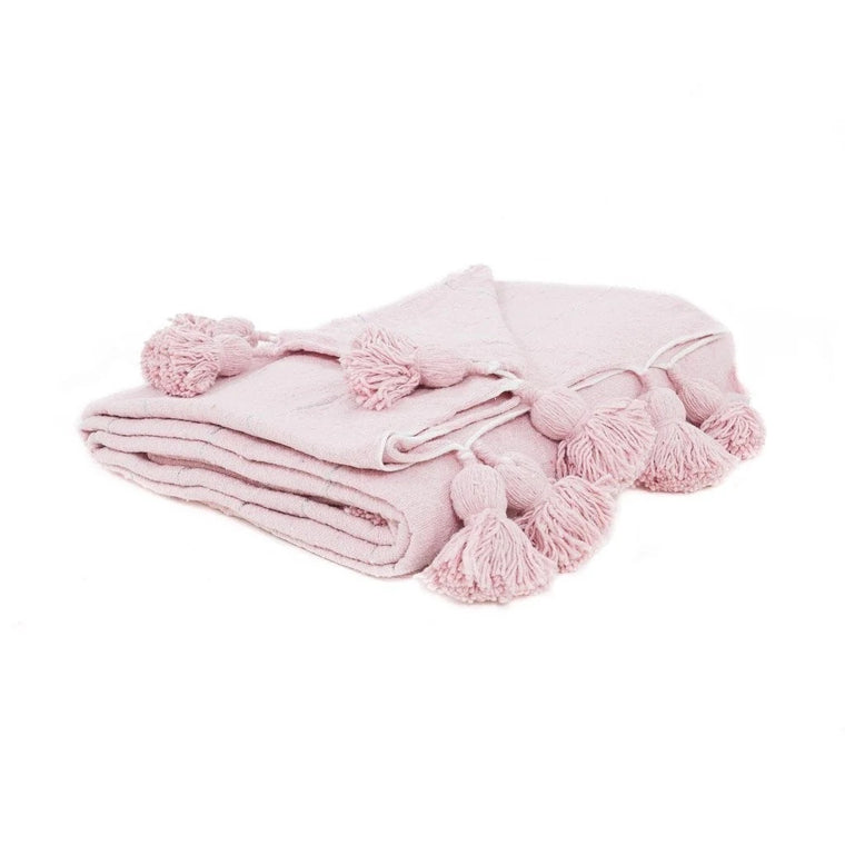 Pink & Silver Moroccan Pom Pom Blanket