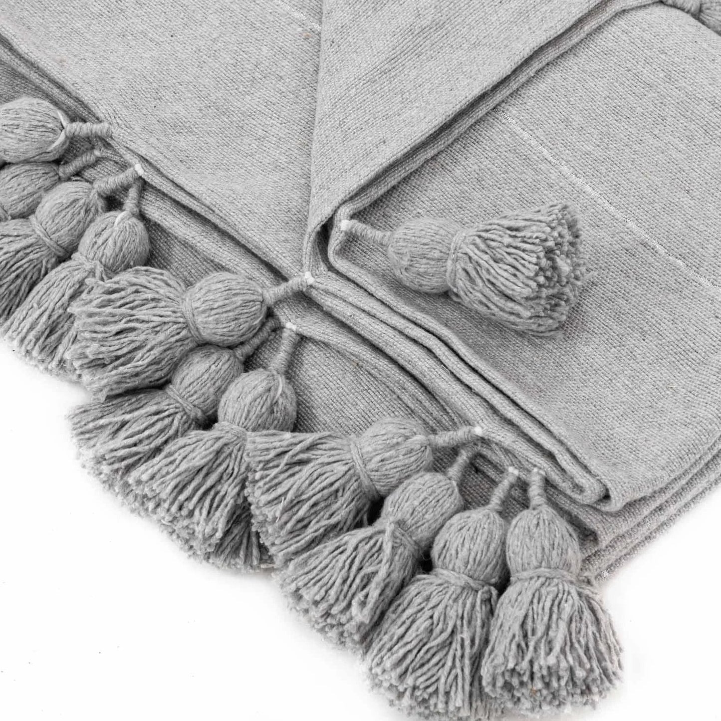 Gray & Silver Moroccan Pom Pom Blanket