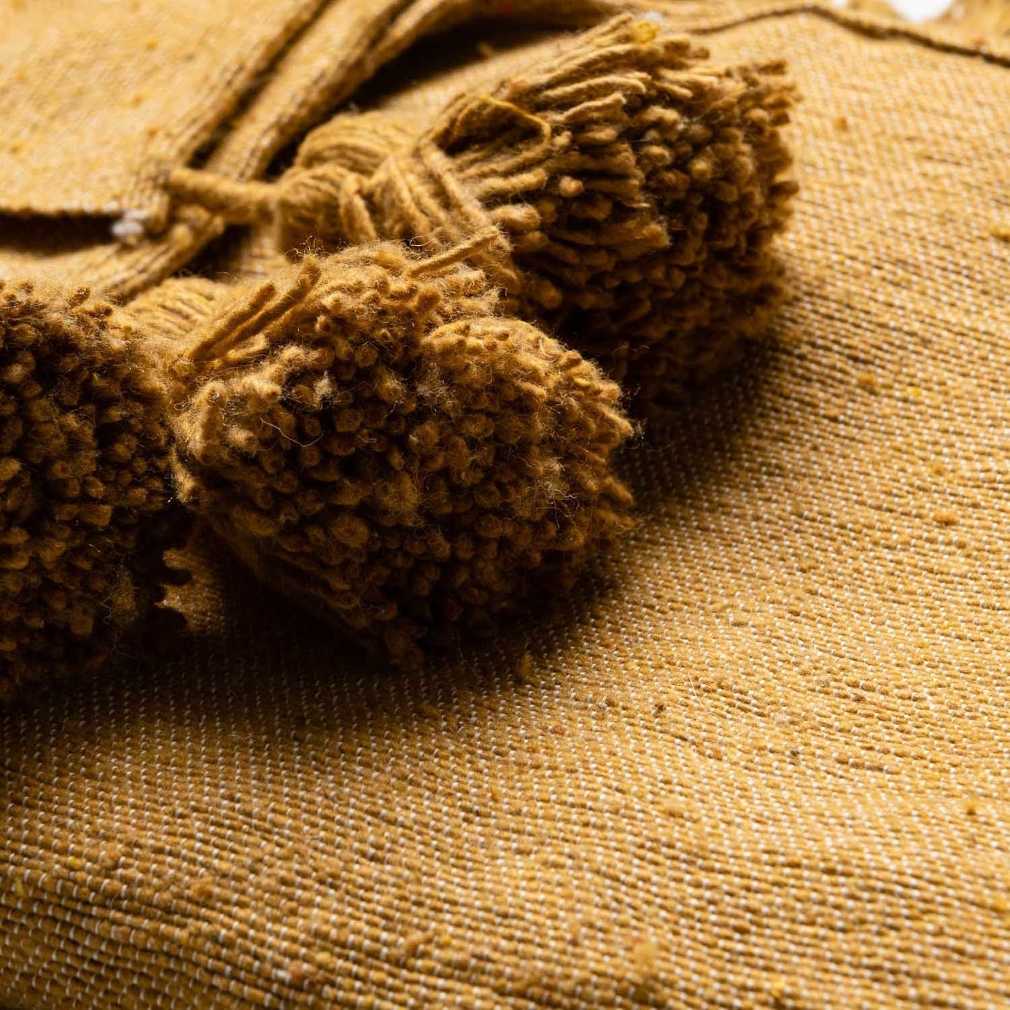 Camel Moroccan Pom Pom Blanket