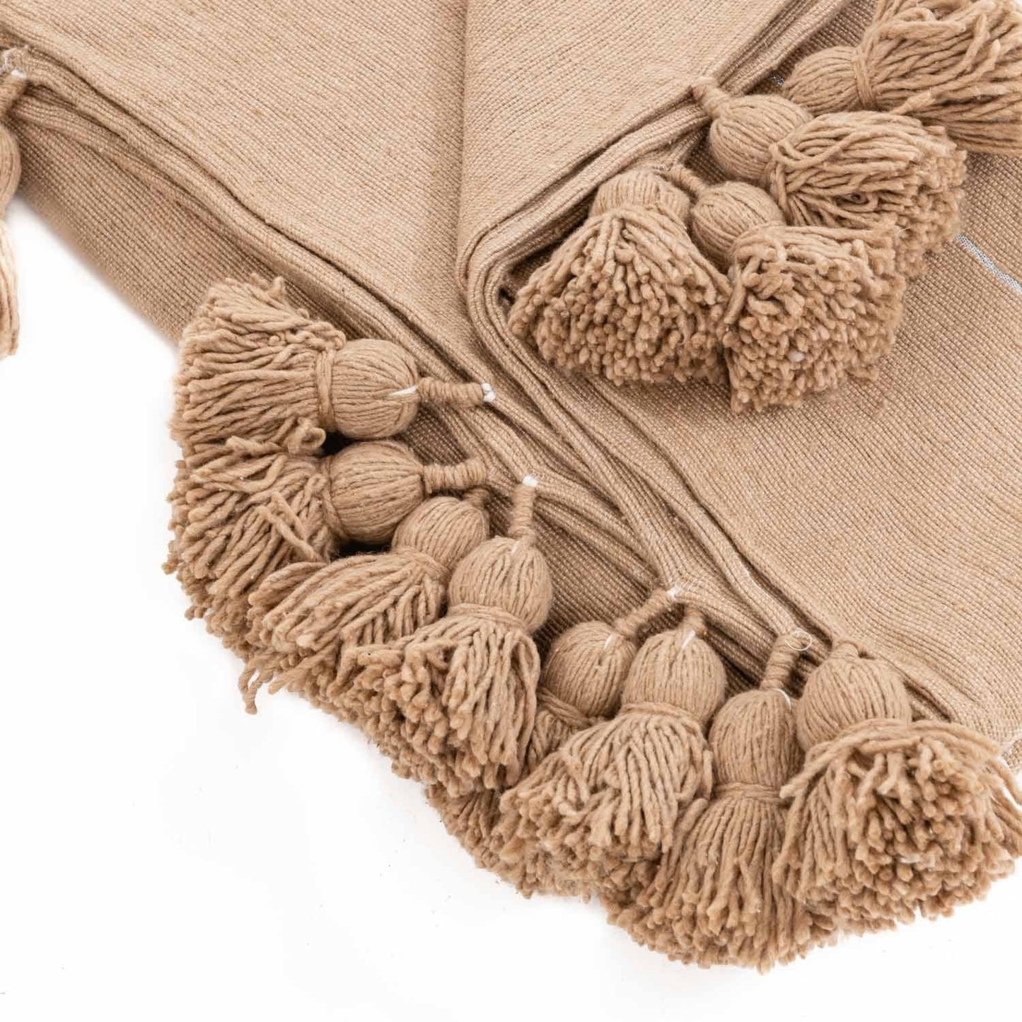 Brown & Silver Moroccan Pom Pom Blanket