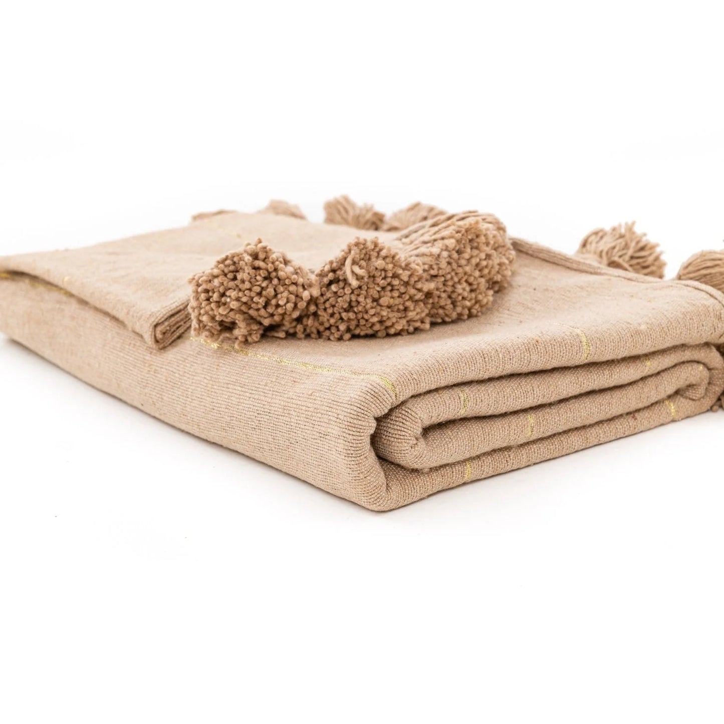 Brown & Gold Moroccan Pom Pom Blanket