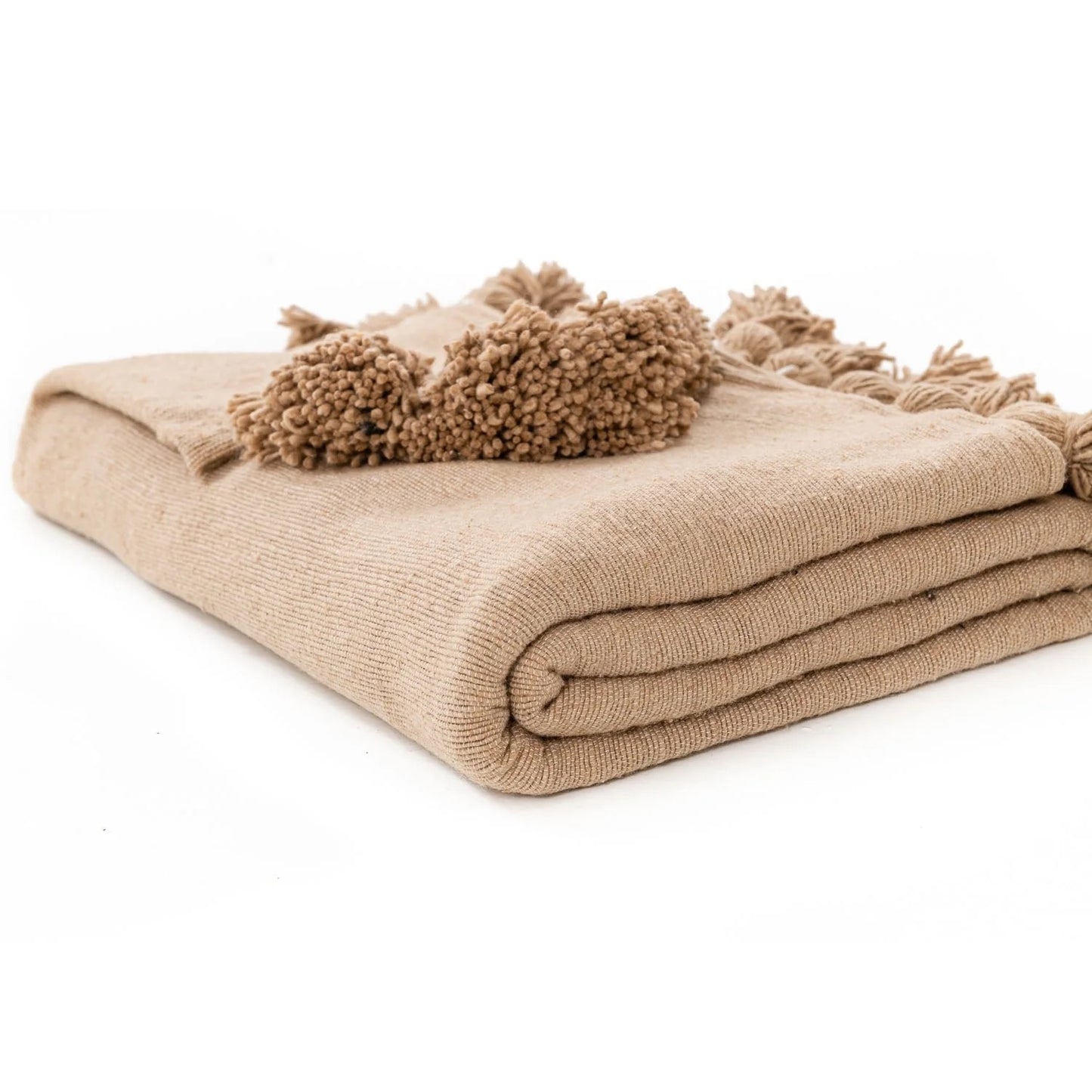 Brown Moroccan Pom Pom Blanket