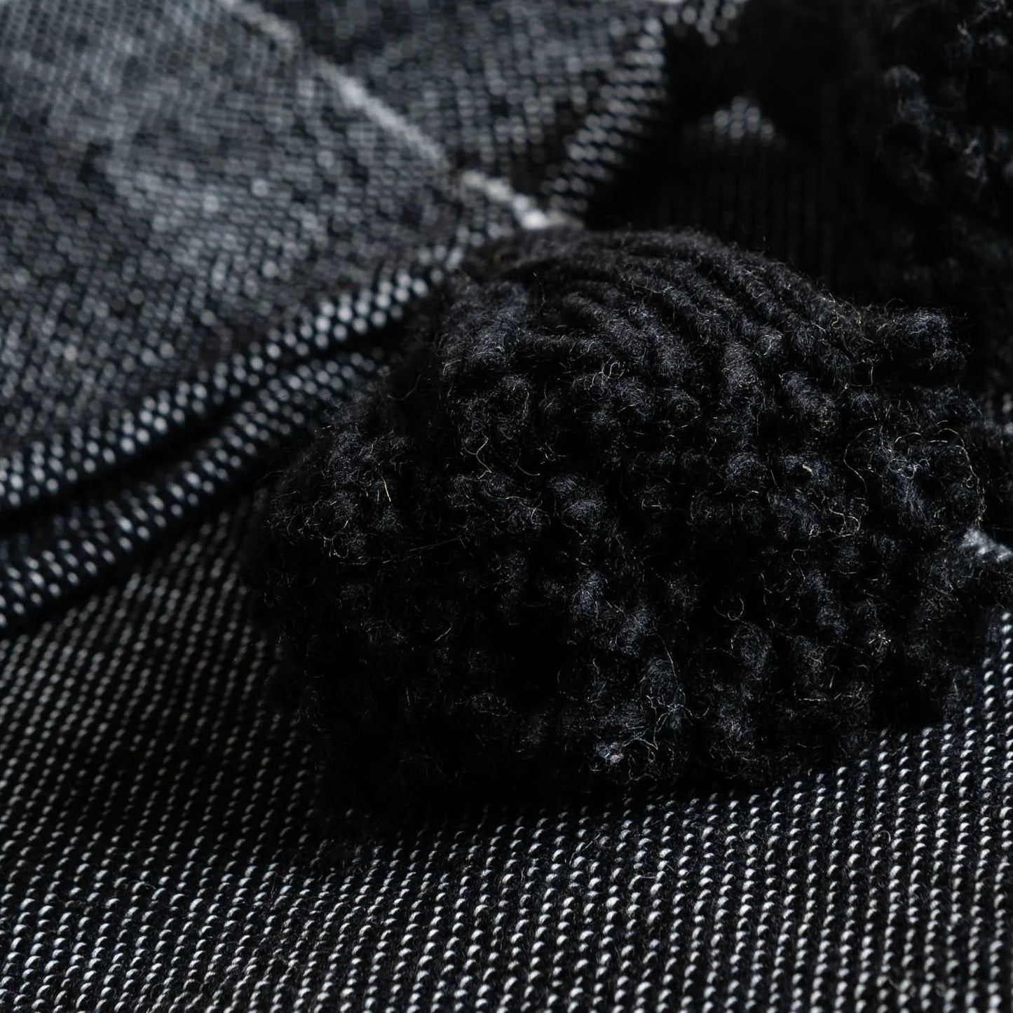 Black & Silver Moroccan Pom Pom Blanket