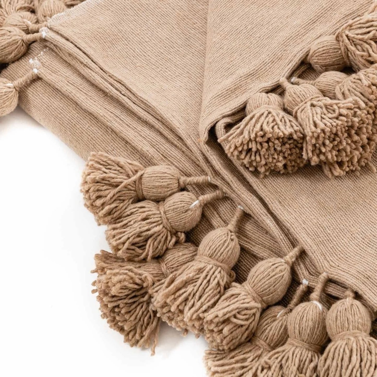 Brown Moroccan Pom Pom Blanket
