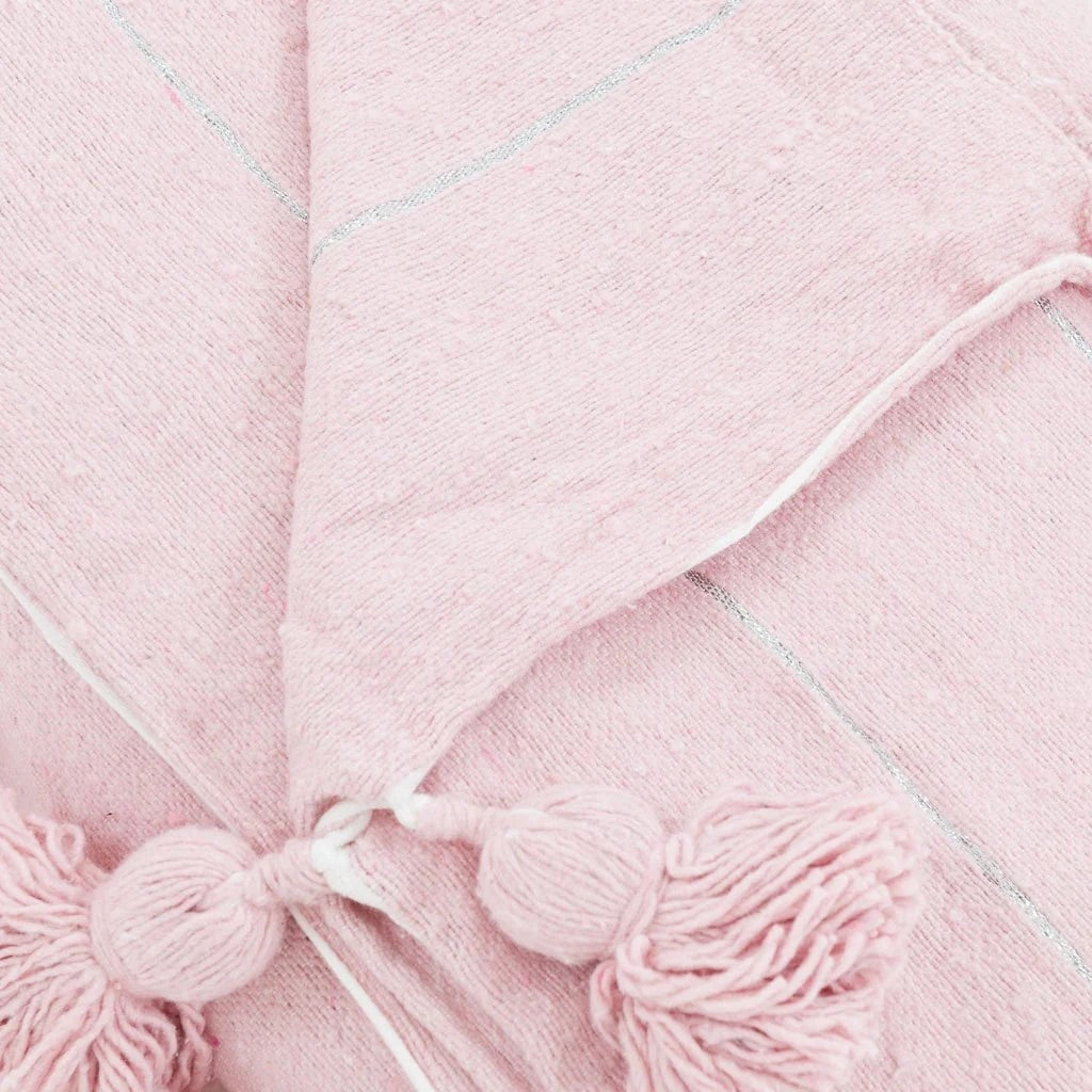 Pink & Silver Moroccan Pom Pom Blanket