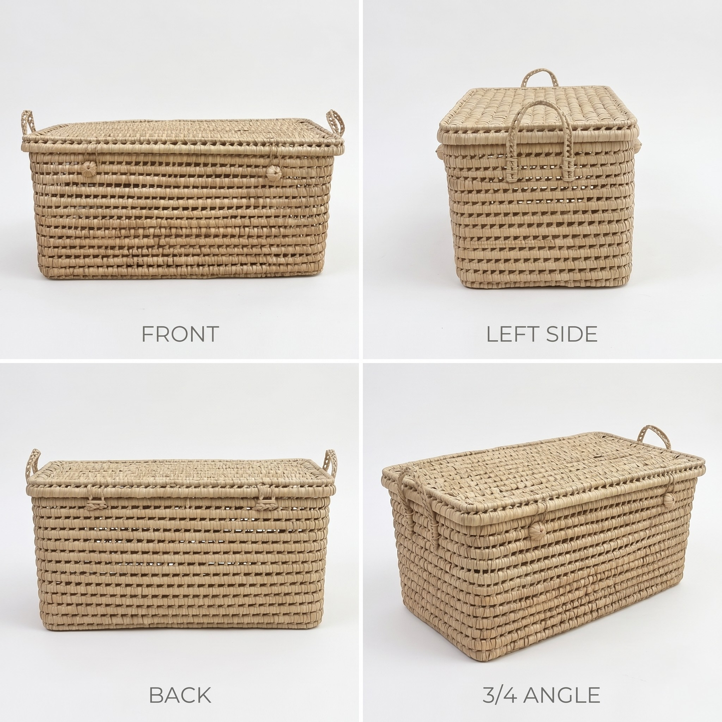 Woven Wicker Storage Trunk - Bamboo & Palm Leaf Chest