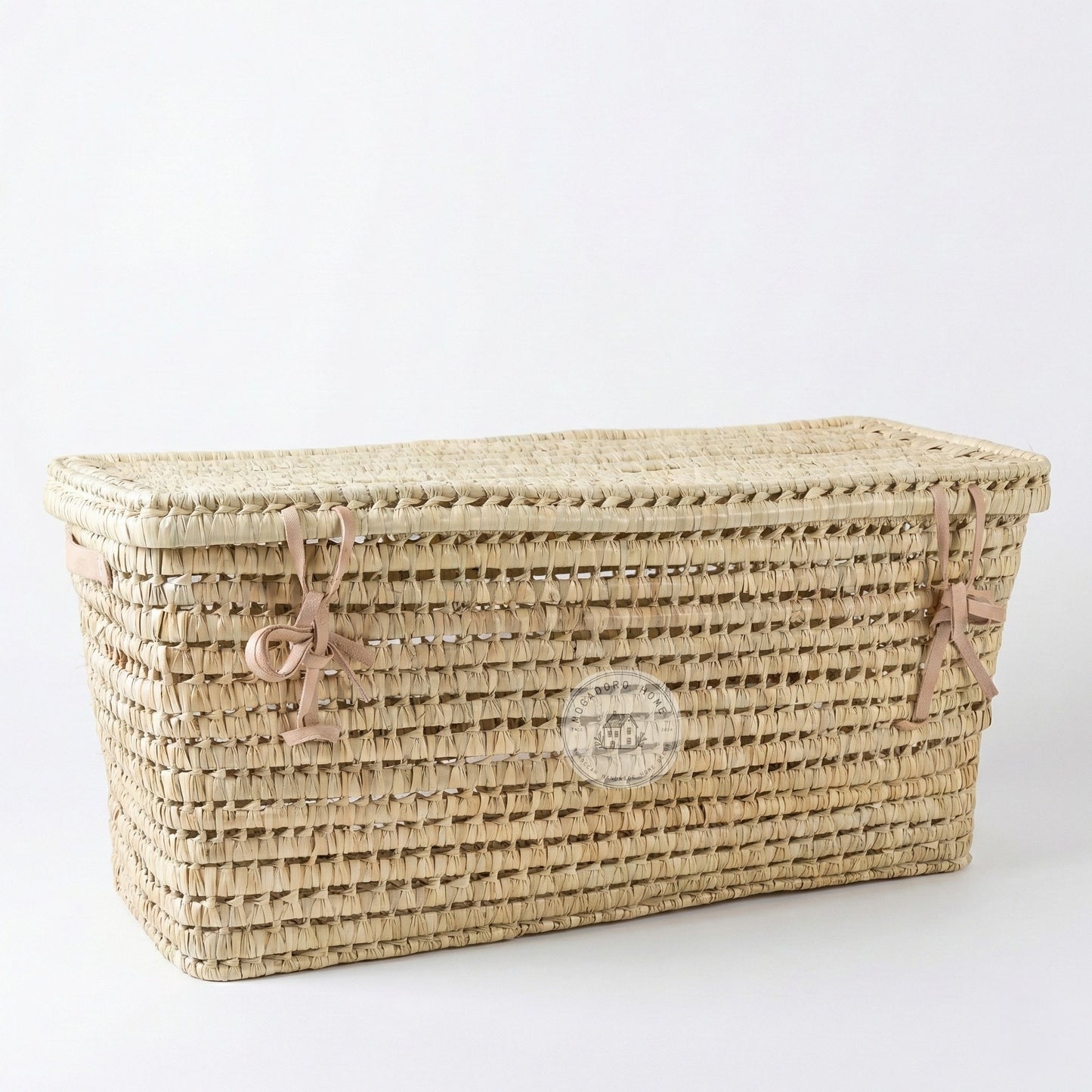 Wicker Storage Trunk - Palm Leaf Chest with Lid