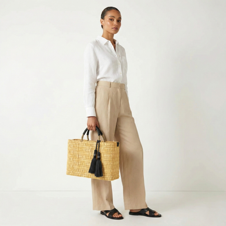Marhaba Black Tassel Basket – Rattan Market Straw Tote