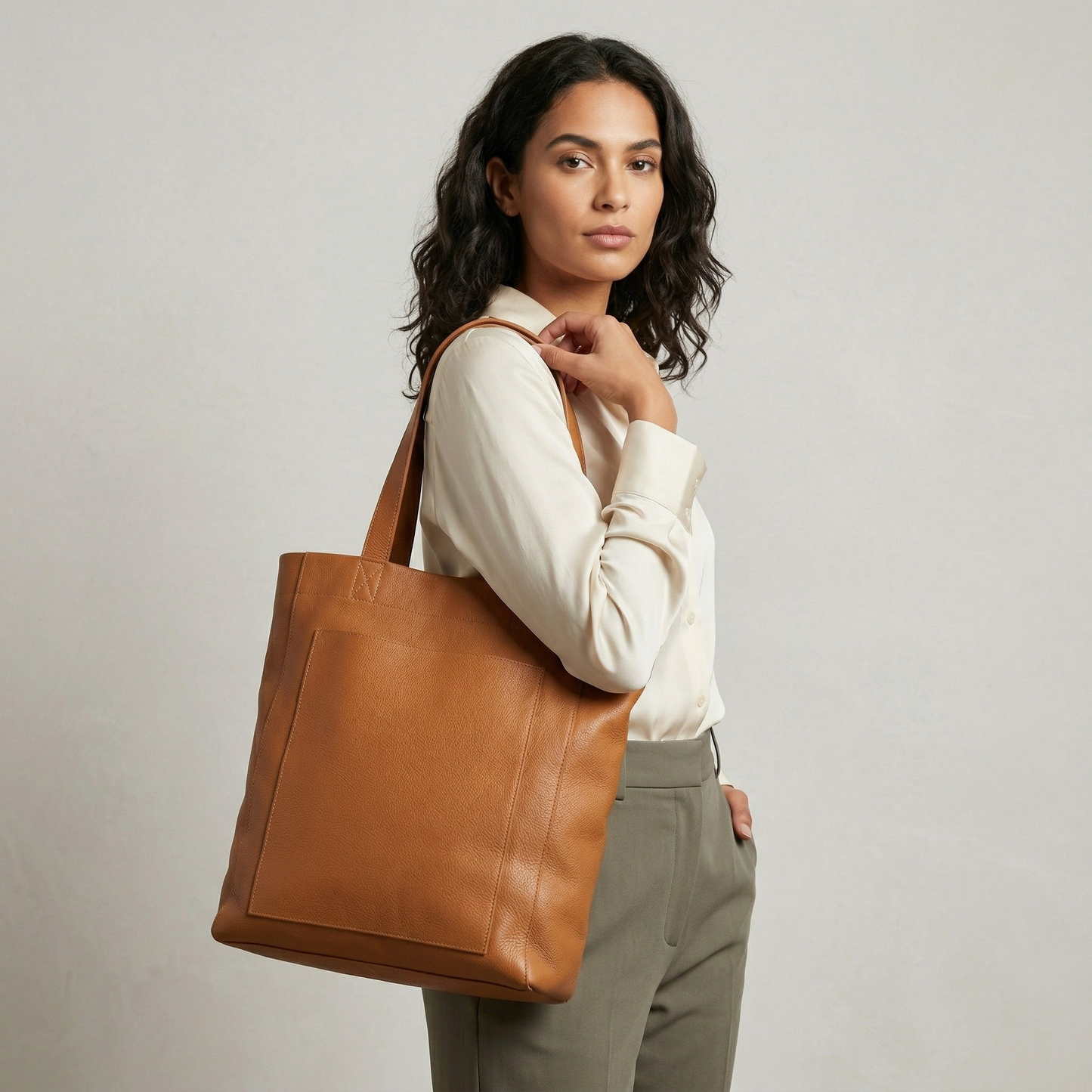 Leather Tote Bag - Soft Slouchy Oversized Shopper