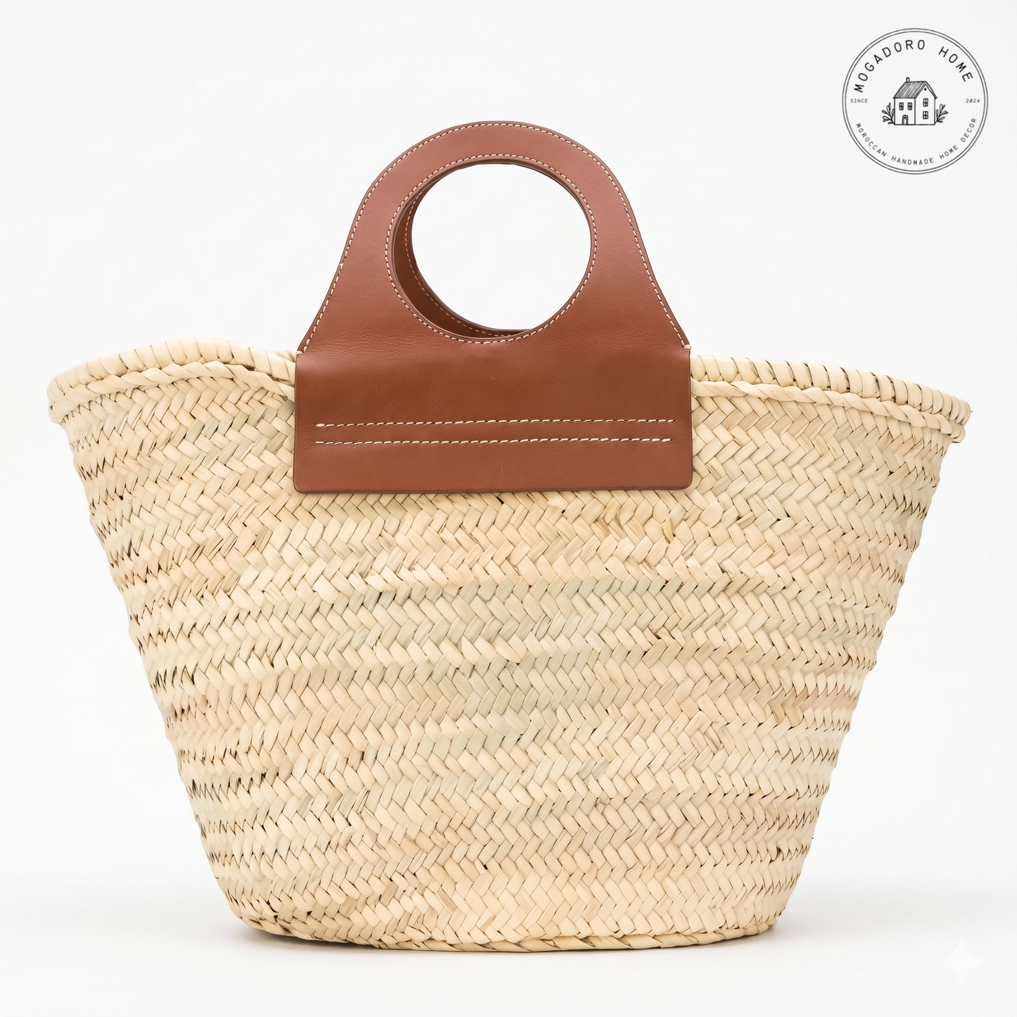 French Market Basket with Round Leather Handles