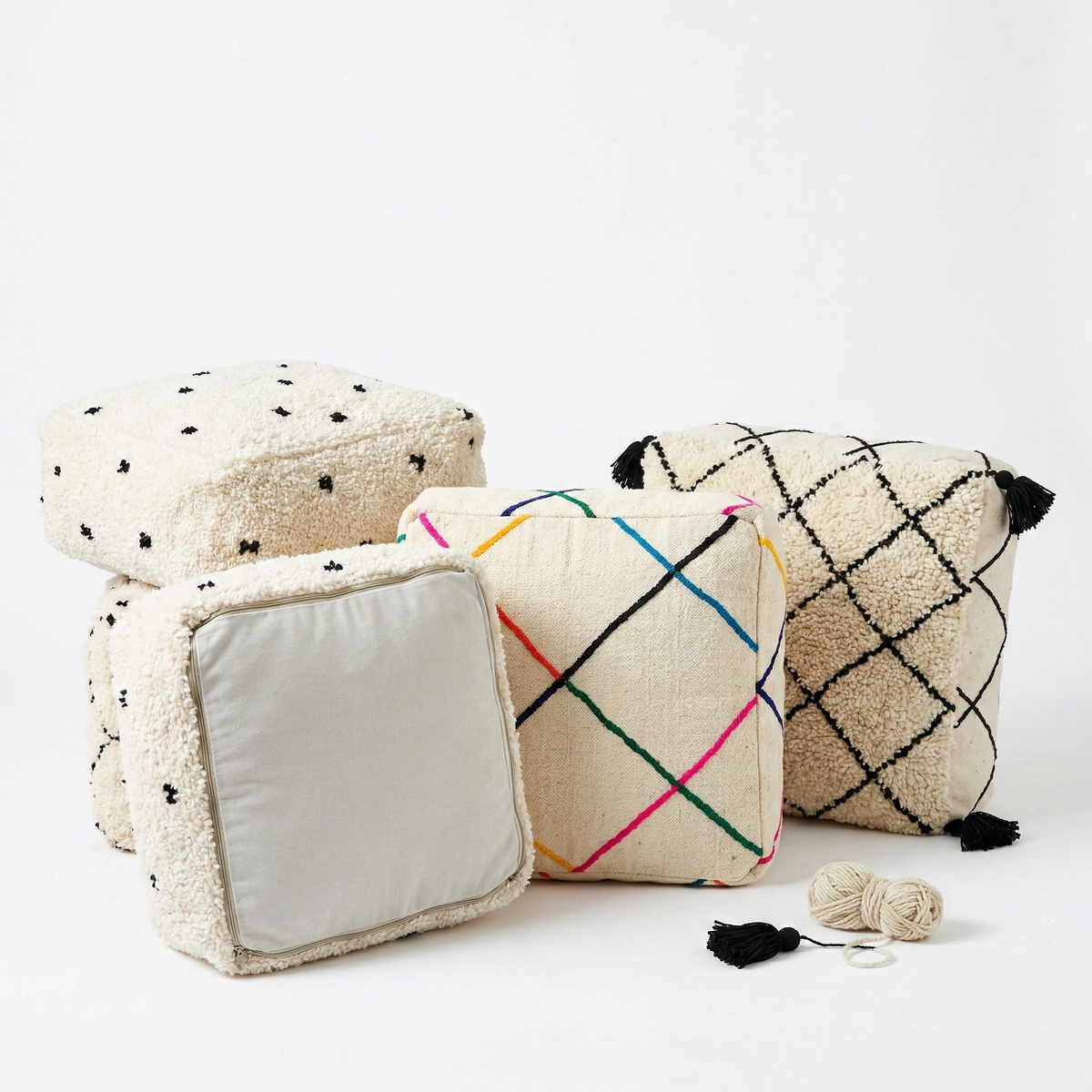 Rainbow Diamond Kilim Pouf
