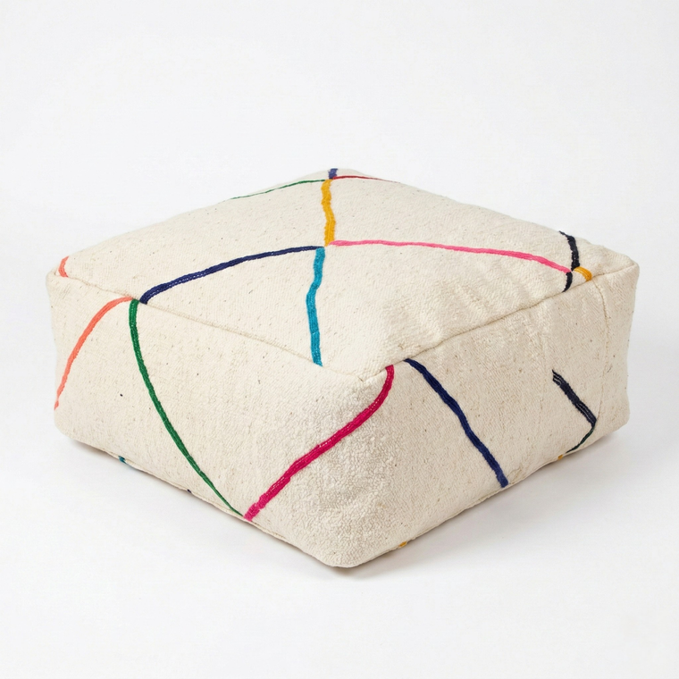 Rainbow Diamond Kilim Pouf