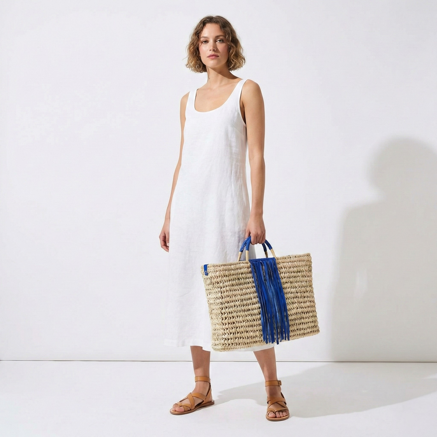 Zwina Fringe Basket (Blue)