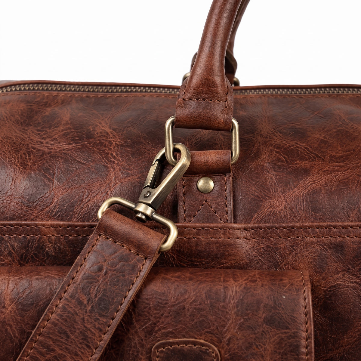 The Merzouga Weekender — Four-Pocket Brown Leather Duffle