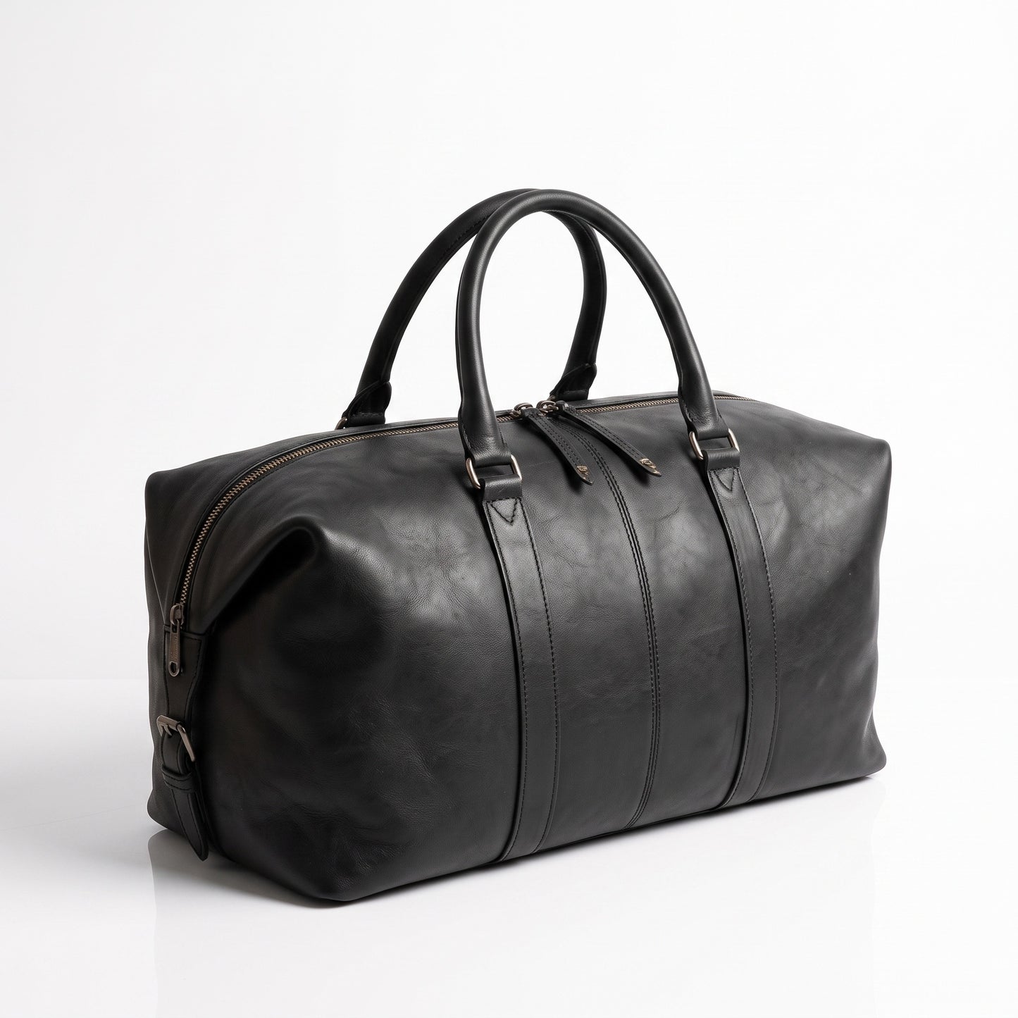 The Medina Weekender — Handmade Black Leather Duffle Bag