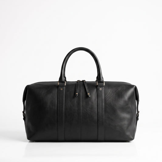 The Medina Weekender — Handmade Black Leather Duffle Bag