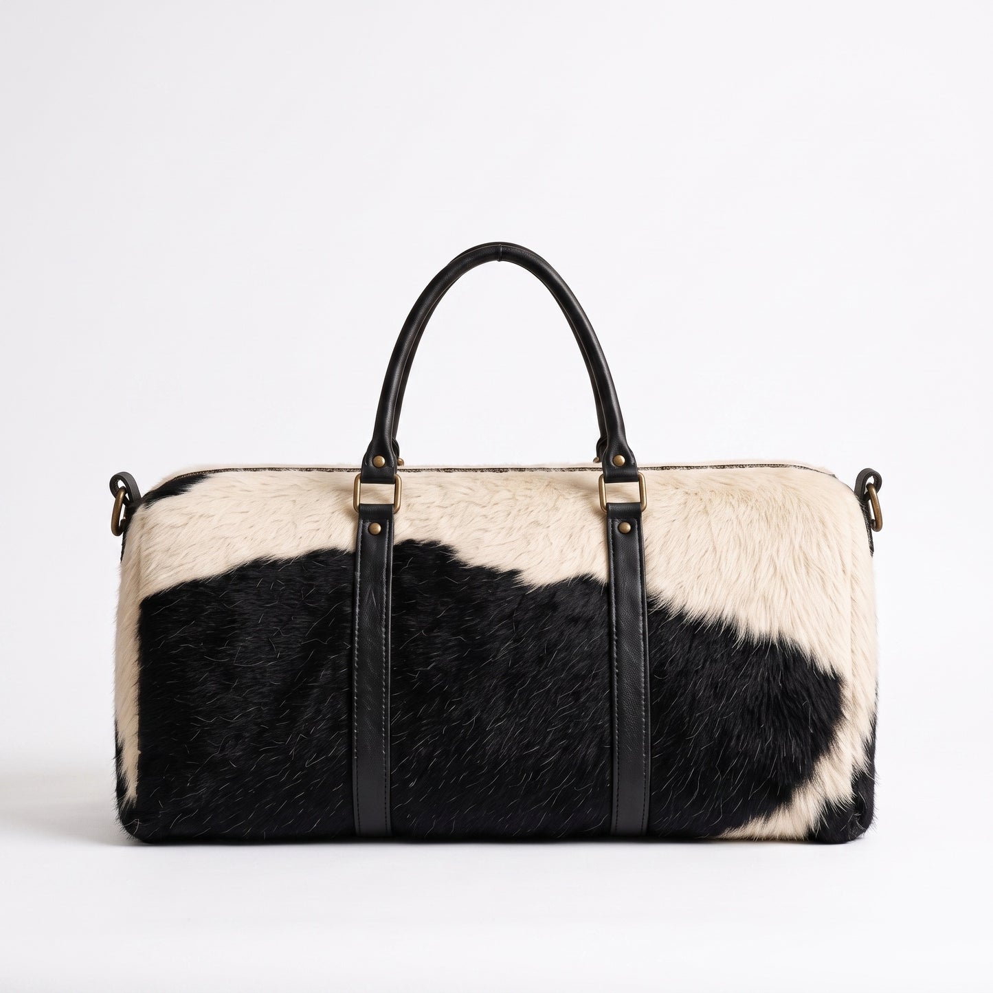 The Kasbah Holdall — Black & White Long-Hair Cowhide Duffle