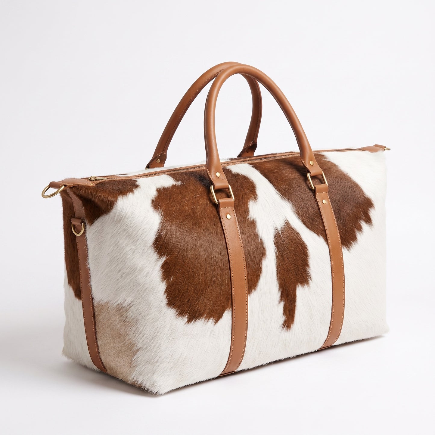 The Essaouira Weekender — Brown & White Cowhide Bag