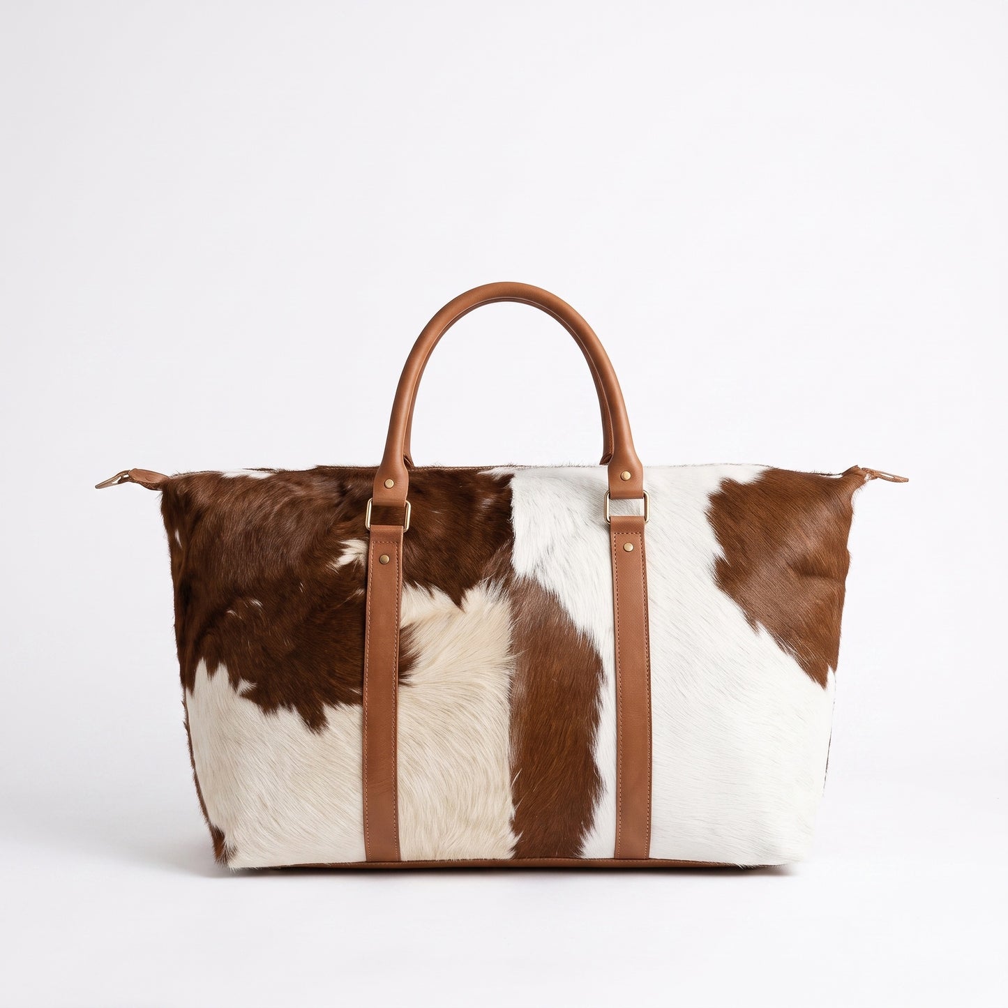 The Essaouira Weekender — Brown & White Cowhide Bag